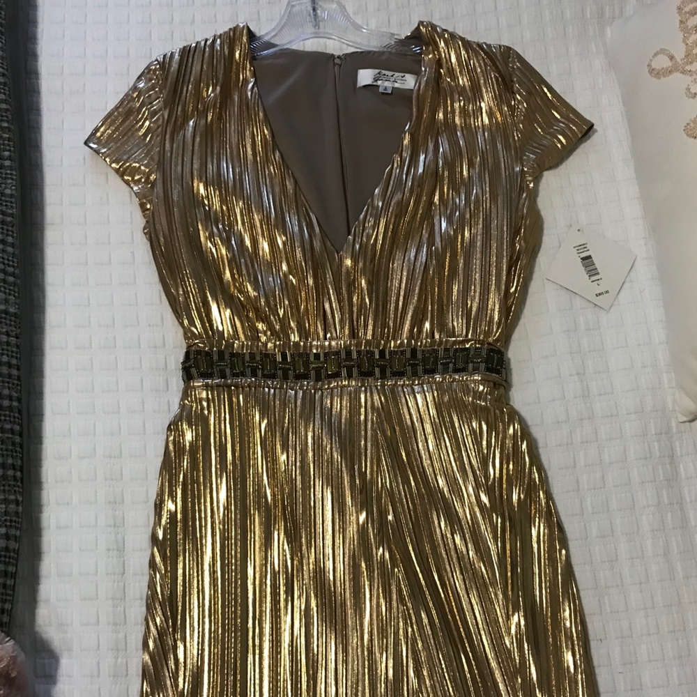 Gold Badgley Mischka cocktail dress sz L